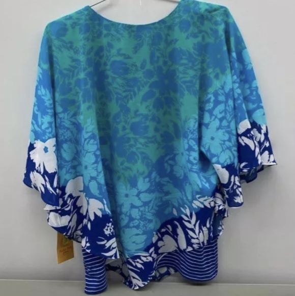 Ruby Rd Blue Floral Butterfly Woven Top NWT MSRP $59 - Picture 3 of 5